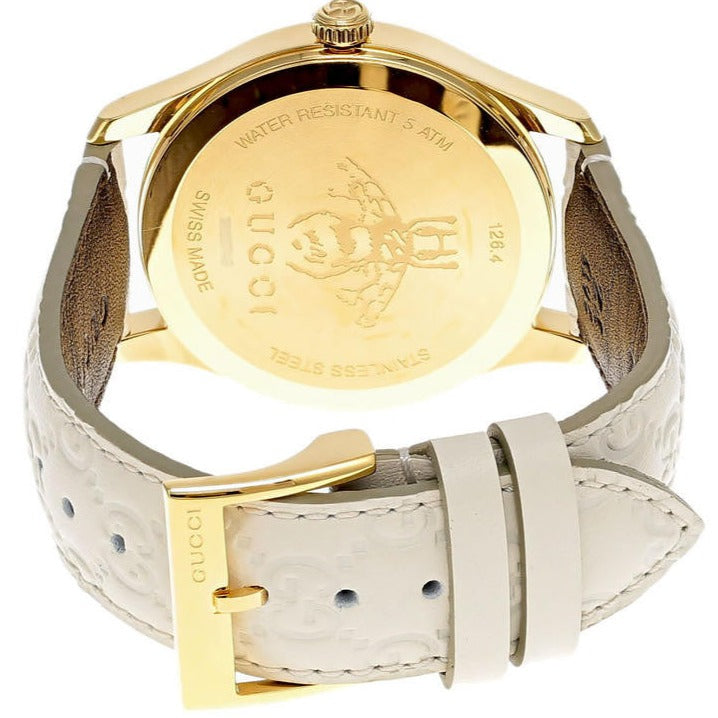 Gucci G Timeless Quartz White Dial White Leather Strap Watch For Women - YA1264033A