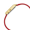 Guess Fame Quartz Gold Dial Red Leather Strap Watch For Women - GW0504L2