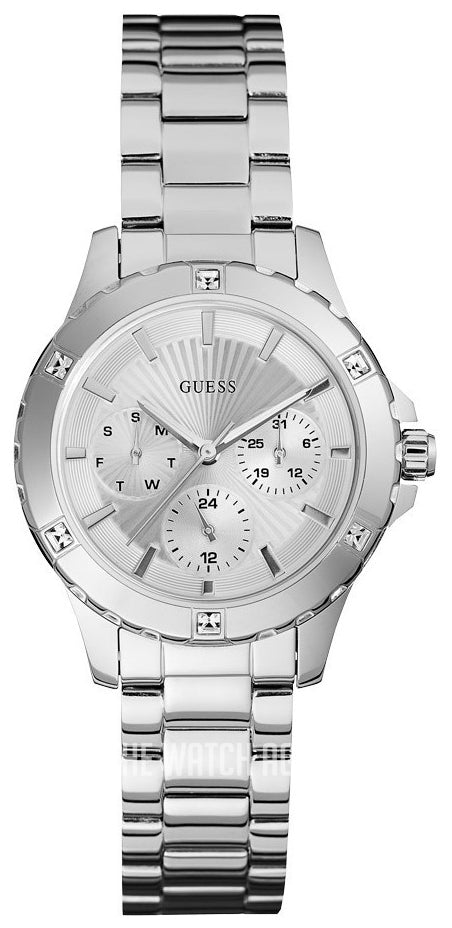 Guess Mist Quartz Silver Dial Silver Steel Strap Watch For Women - W0443L1