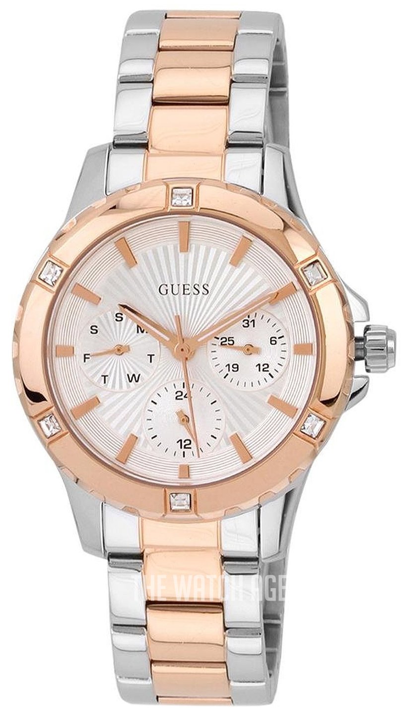 Guess Mist Quartz Silver Dial Two Tone Steel Strap Watch For Women - W0443L4