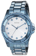 Guess Pinwheel Analog Silver Dial Blue Steel Strap Watch for Women - W0702L1