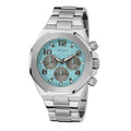 Guess Empire Chronograph Quartz Sky Blue Dial Silver Steel Strap Watch For Men - GW0489G3