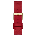 Guess Fame Quartz Gold Dial Red Leather Strap Watch For Women - GW0504L2