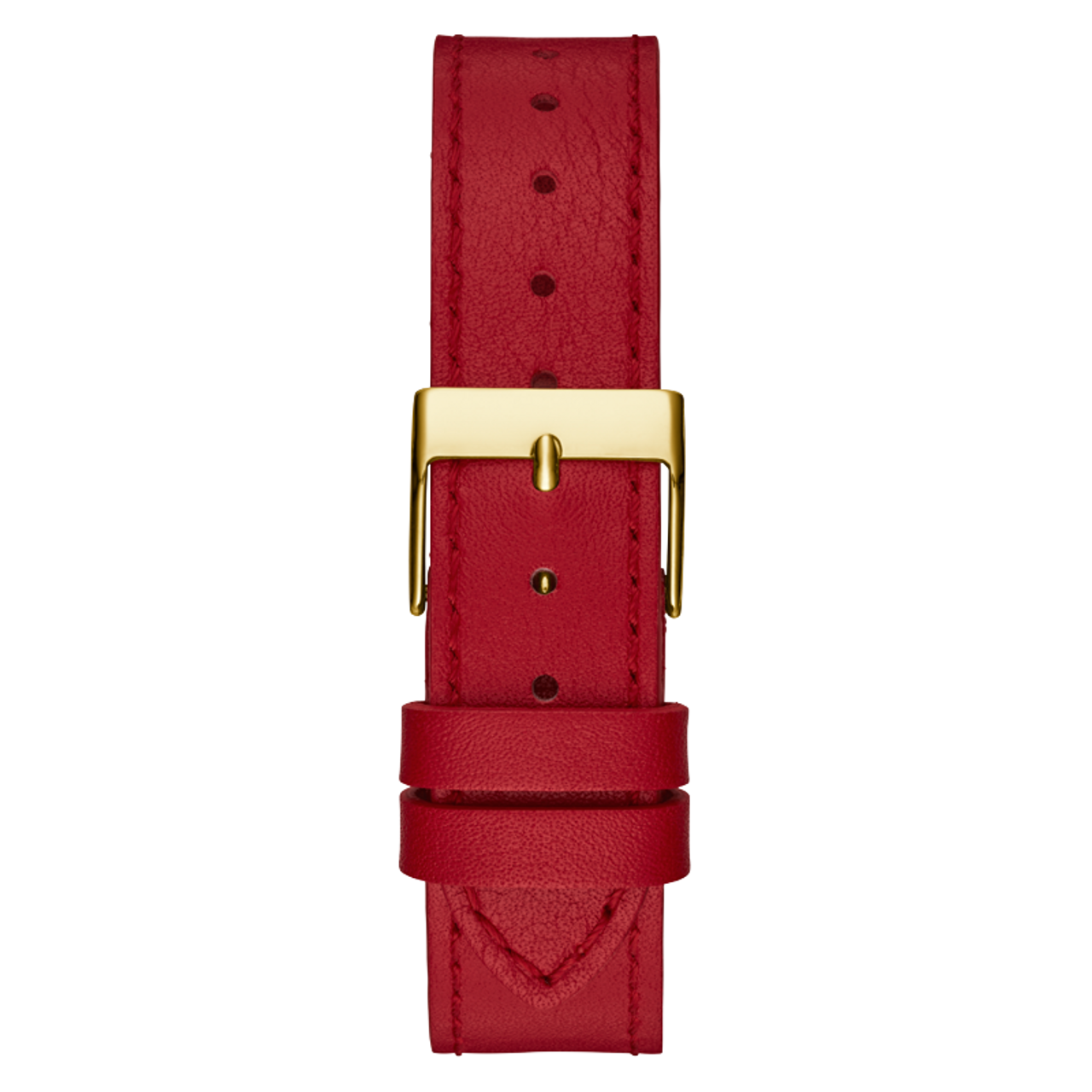 Guess Fame Quartz Gold Dial Red Leather Strap Watch For Women - GW0504L2