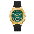 Guess Headliner Multifunction Green Dial Black Silicone Strap Watch For Men - GW0571G3