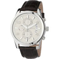 Guess Exec Chronograph White Dial Brown Leather Strap Watch For Men - W0076G2