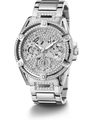 Guess Queen Quartz Silver Dial Silver Steel Strap Watch For Women - GW0464L1