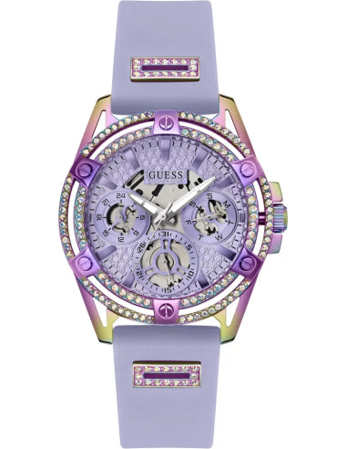 Guess Queen Quartz Purple Dial Purple Silicone Strap Watch For Women - GW0536L4