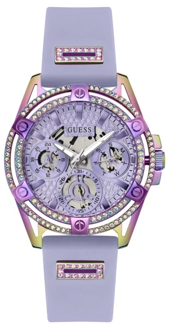 Guess Queen Quartz Purple Dial Purple Silicone Strap Watch For Women - GW0536L4