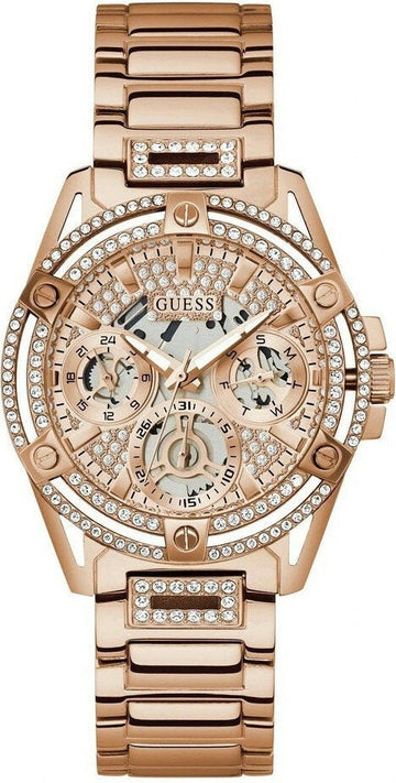 Guess Queen Multifunction Rose Gold Dial Rose Gold Steel Strap Watch For Women - GW0464L3