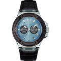 Guess Rigor Analogue Quartz Blue Dial Brown Leather Strap Watch For Men - W0040G10