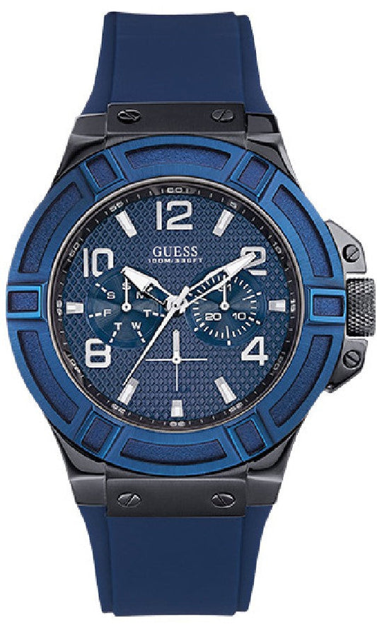 Guess Rigor Analog Blue Dial Blue Rubber Strap Watch For Men - W0248G5