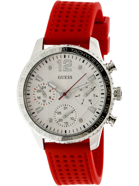 Guess Marina Chronograph Quartz White Dial Red Rubber Strap Watch for Women - W1025L2