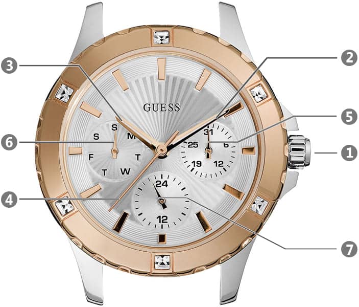 Guess Mist Quartz Silver Dial Two Tone Steel Strap Watch For Women - W0443L4