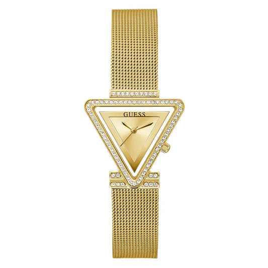 Guess Fame Diamonds Gold Dial Gold Mesh Bracelet Watch for Women - GW0508L2