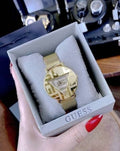 Guess Iconic Quartz Gold Dial Gold Mesh Bracelet Watch For Women - GW0527L2