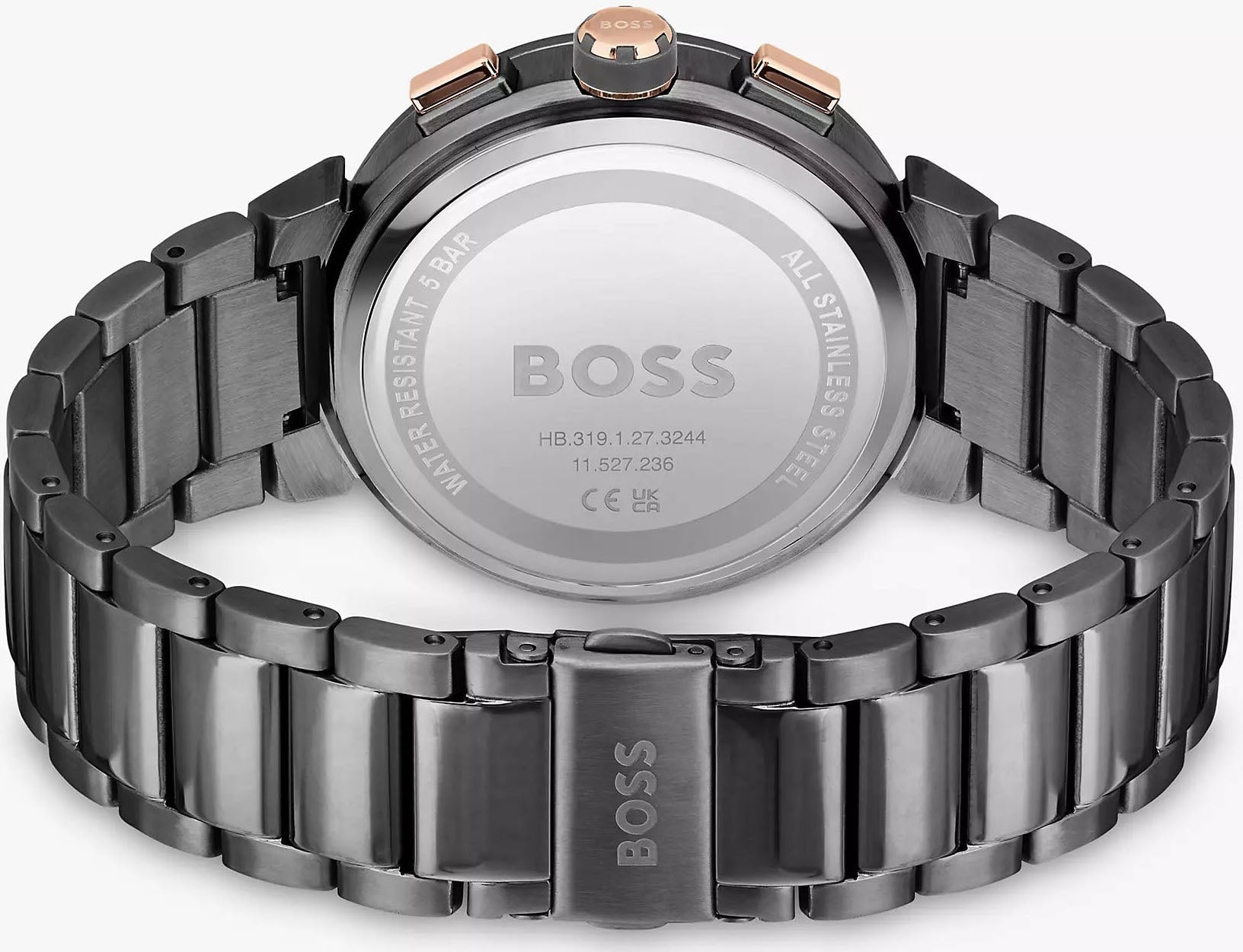 Hugo Boss One Chronograph Red Dial Grey Steel Strap Watch For Men - 1514000