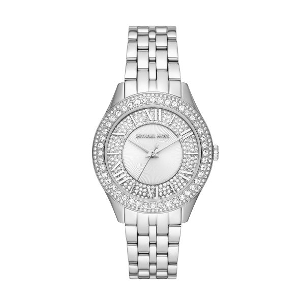 Michael Kors Harlowe Three-Hand Quartz Silver Dial Silver Steel Strap Watch For Women - MK4708