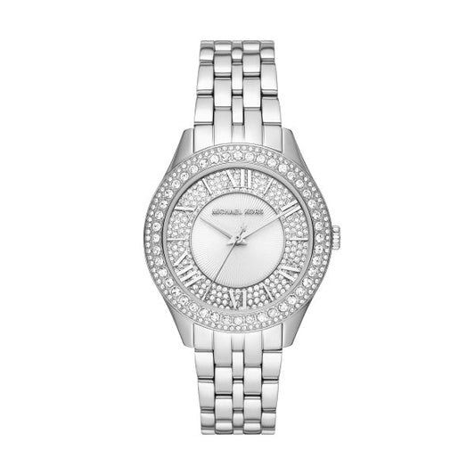 Michael Kors Harlowe Three-Hand Quartz Silver Dial Silver Steel Strap Watch For Women - MK4708