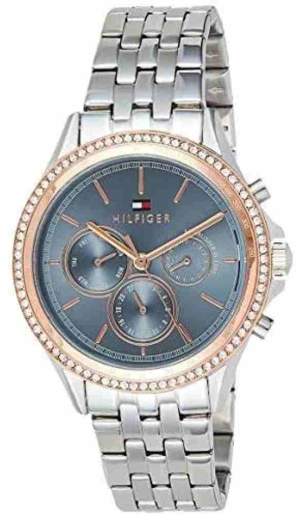 Tommy Hilfiger Ari Diamonds Blue Dial Silver Steel Strap Watch for Women - 1781976