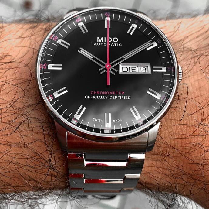 Mido Commander II Automatic Black Dial Silver Steel Strap Watch For Men - M021.431.11.051.00