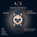 Armani Exchange Hampton Chronograph Rose Gold Dial Blue Silicone Strap Watch For Men - AX1730