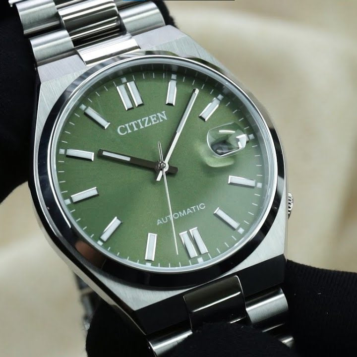 Citizen x Pantone Automatic Peaceful Green Dial Silver Steel Strap Watch For Men - NJ0158-89Z