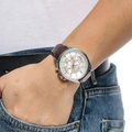 Hugo Boss Driver Chronograph Silver Dial Brown Leather Strap Watch For Men - 1512881