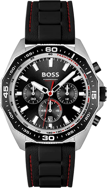 Hugo Boss Energy Chronograph Black Dial Black Silicon Strap Watch For Men - 1513969