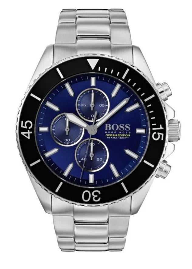 Hugo Boss Ocean Edition Chronograph Blue Dial Silver Steel Strap Watch for Men - 1513704