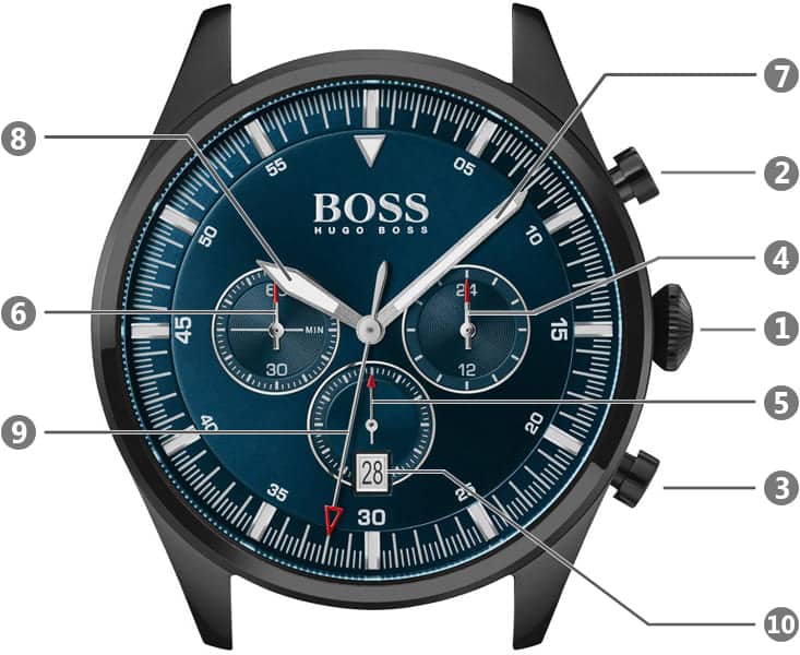 Hugo Boss Pioneer Quartz Blue Dial Blue Leather Strap Watch For Men - 1513711