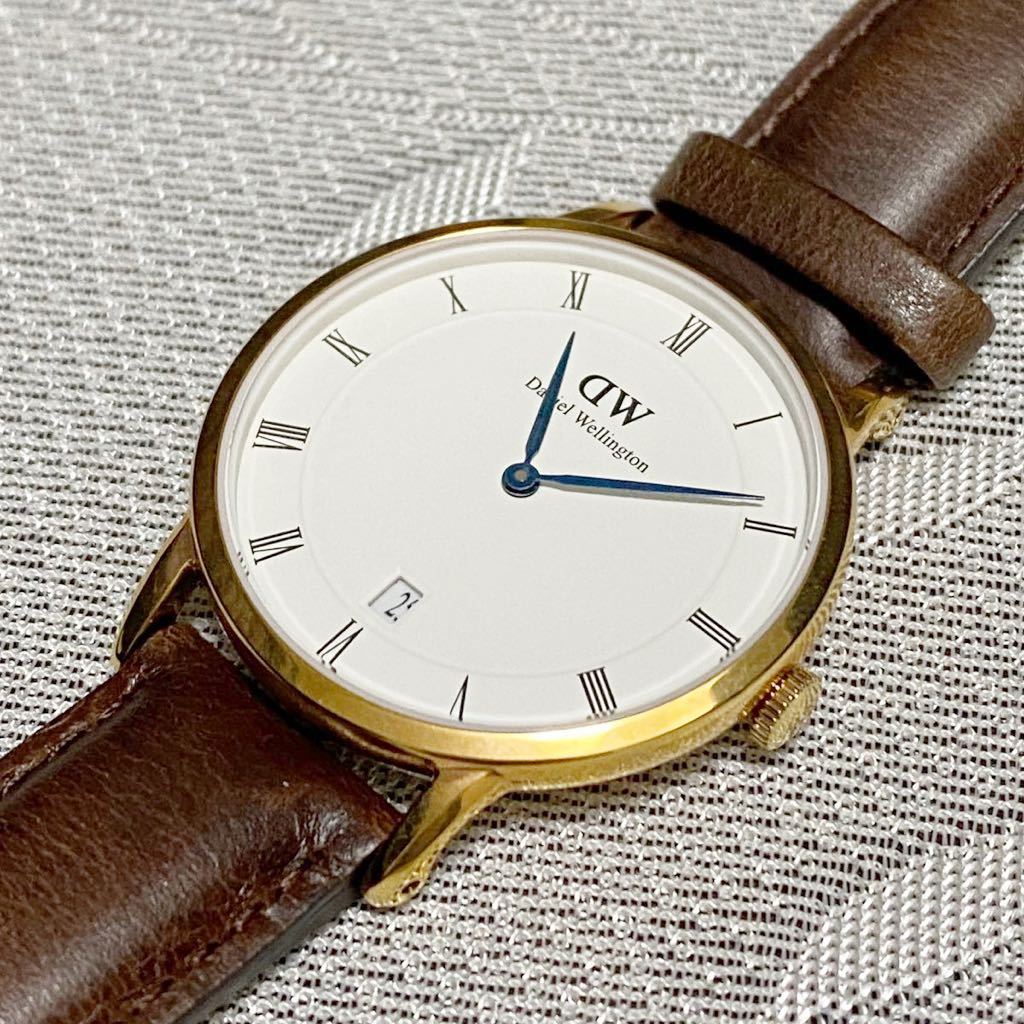 Daniel Wellington Dapper Bristol White Dial Brown Leather Strap Watch For Women - DW00100094