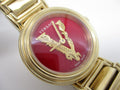 Versace Virtus Mini Quartz Red Dial Gold Steel Strap Watch For Women - VET300321