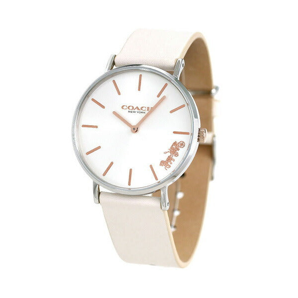 Coach Perry White Dial White Leather Strap Watch for Women - 14503117