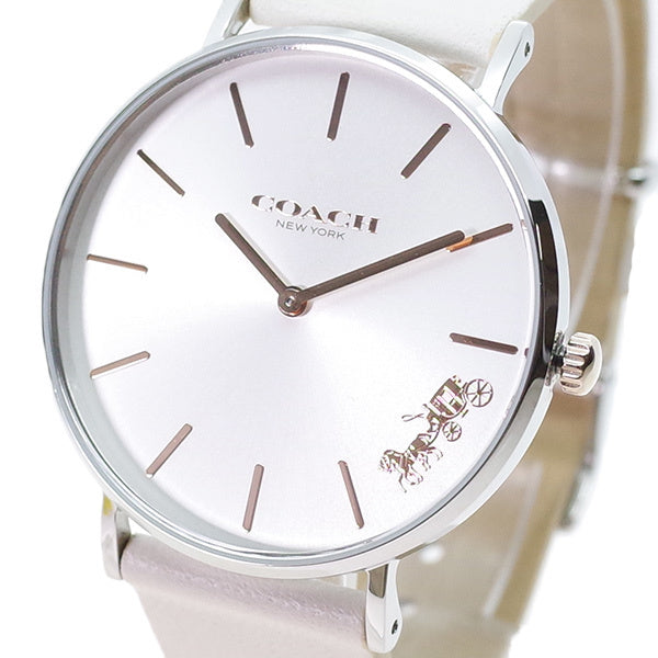 Coach Perry White Dial White Leather Strap Watch for Women - 14503117