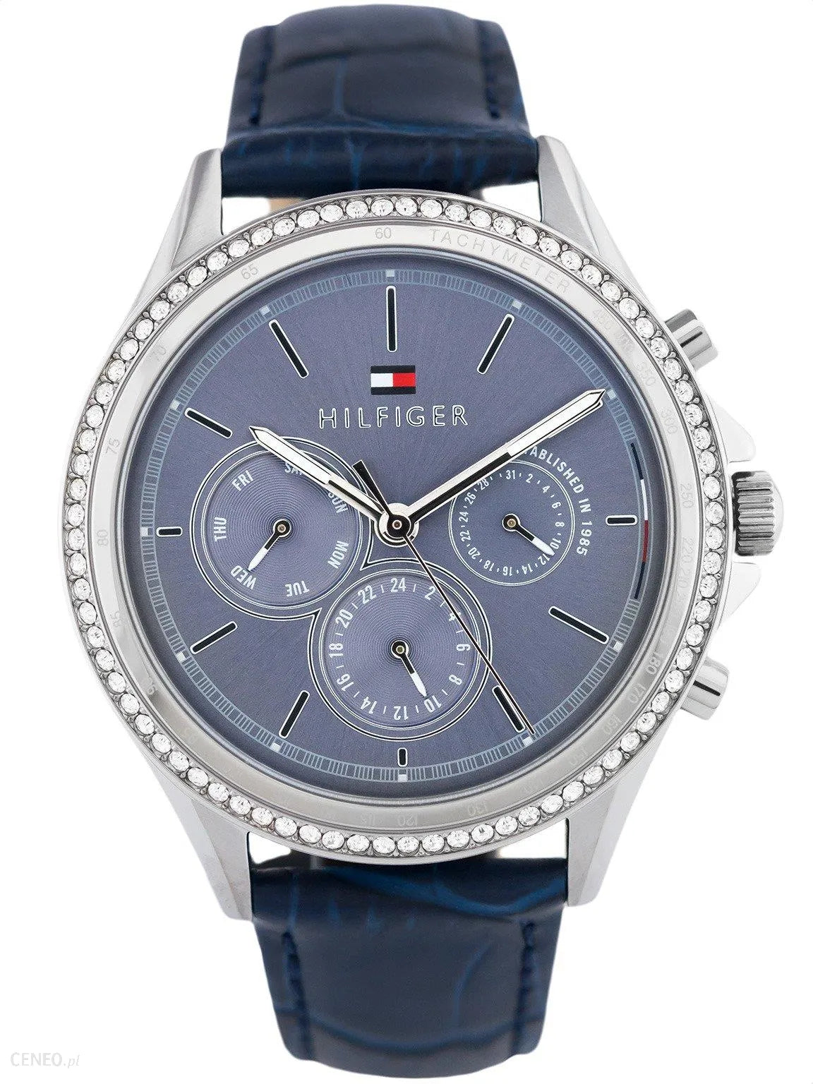 Tommy Hilfiger Ari Quartz Diamonds Blue Dial Blue Leather Strap Watch for Women - 1781979