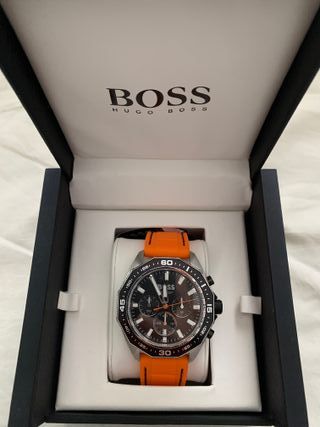 Hugo Boss Energy Chronograph Quartz Black Dial Orange Rubber Strap Watch For Men - 1513970