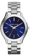 Michael Kors Slim Runway Quartz Blue Dial Silver Steel Strap Watch For Women - MK3379