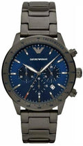 Emporio Armani Mario Chronograph Blue Dial Grey Steel Strap Watch For Men - AR80045