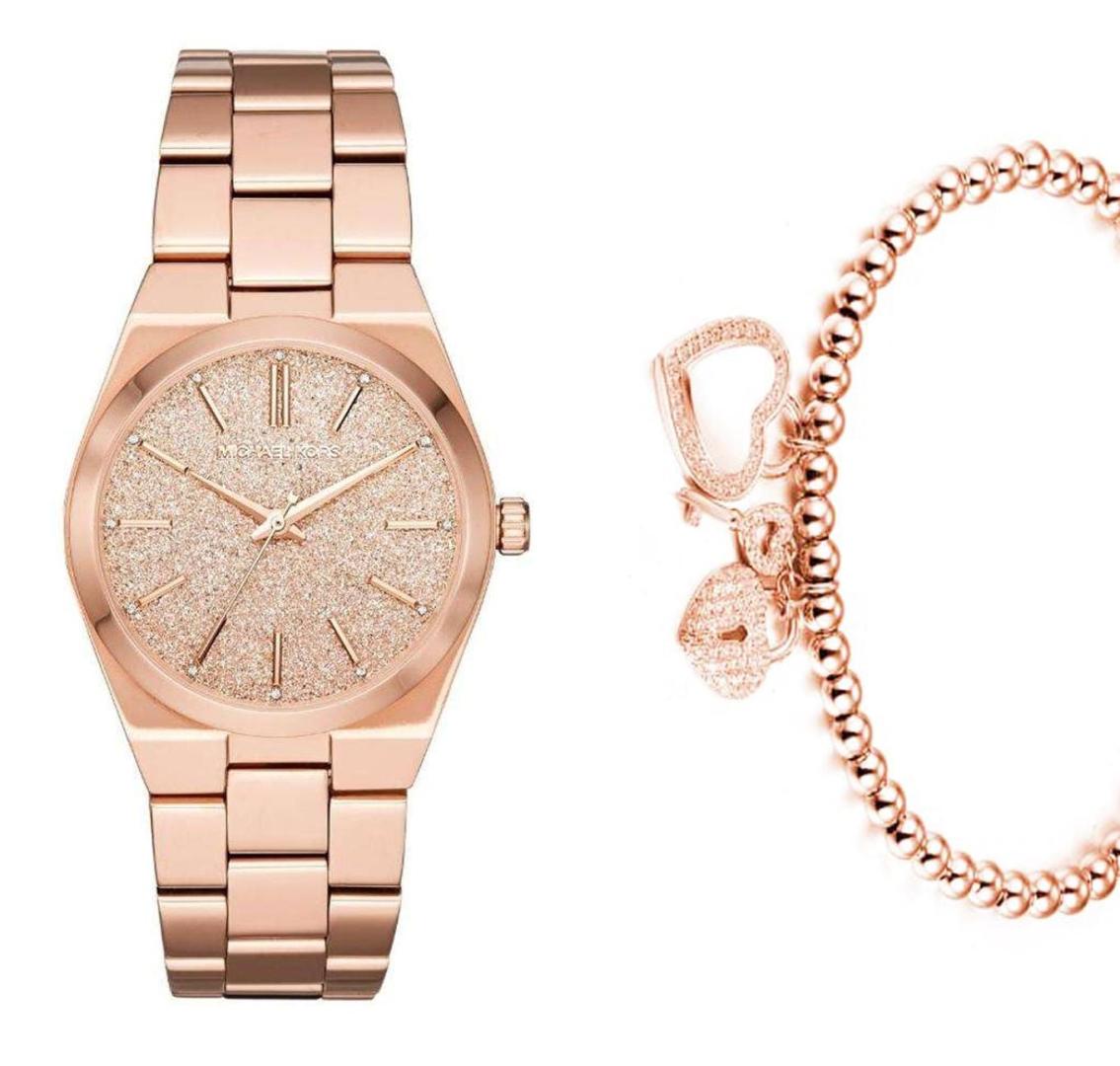 Michael Kors Channing Quartz Rose Gold Dial Rose Gold Steel Strap Watch For Women - MK6624