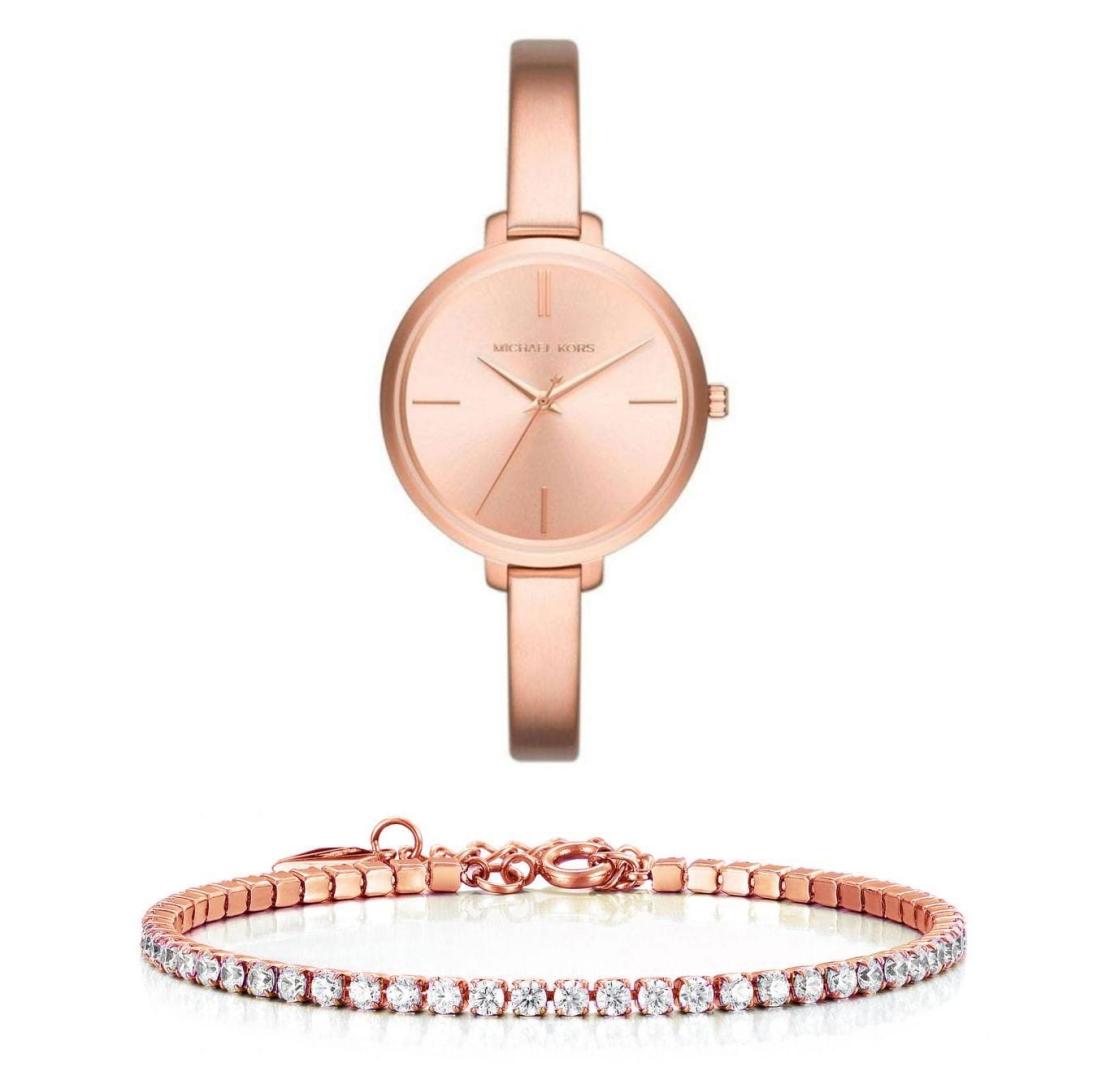 Michael Kors Jaryn Rose Gold Dial Rose Gold Steel Strap Watch For Women - MK3547