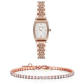 Emporio Armani Gianni T Bar Quartz Crystals White Dial Rose Gold Steel Strap Watch For Women - AR11406