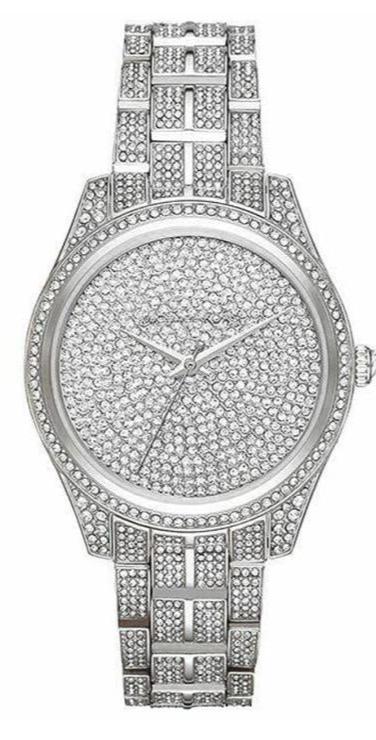 Michael Kors Lauryn Analog Crystals Silver Dial Silver Steel Strap Watch For Women - MK3717