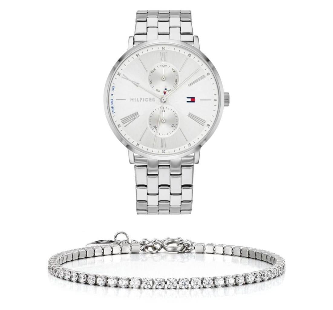 Tommy Hilfiger Jenna Quartz White Dial Silver Steel Strap Watch for Women - 1782068