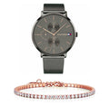 Tommy Hilfiger Jenna Multifunction Grey Dial Grey Mesh Bracelet Watch For Women - 1781945