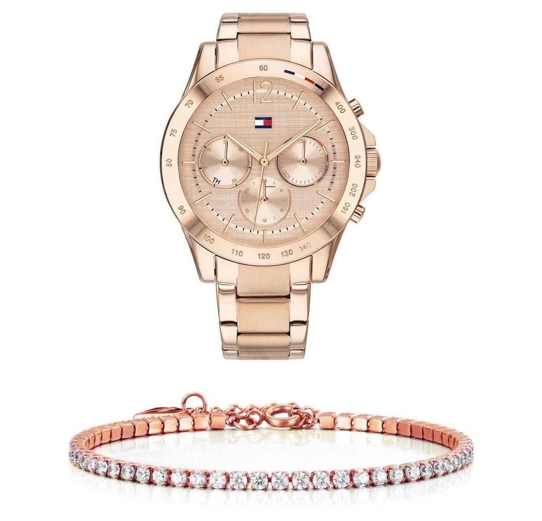 Tommy Hilfiger Haven Chronograph Quartz Rose Gold Dial Rose Gold Steel Strap Watch For Women - 1782197