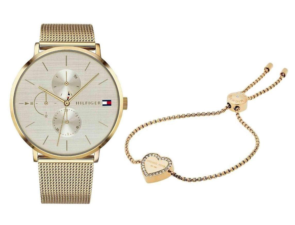 Tommy Hilfiger Jenna Quartz White Dial Gold Mesh Bracelet Watch For Women - 1781943