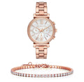 Michael Kors Sofie Chronograph Quartz White Dial Rose Gold Steel Strap Watch For Women - MK6576