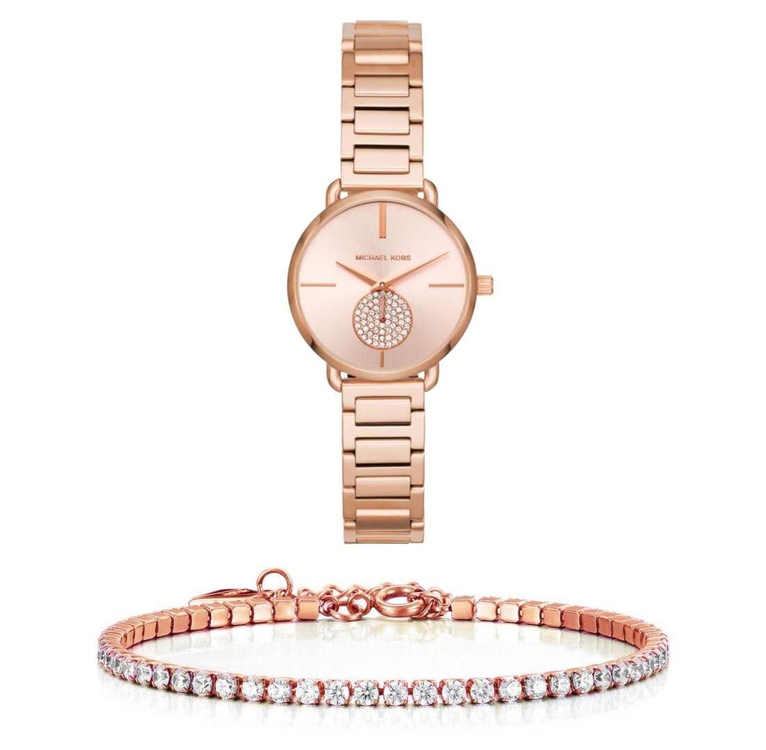 Michael Kors Portia Analog Quartz Rose Gold Dial Rose Gold Steel Strap Watch For Women - MK3839