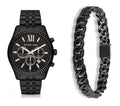 Michael Kors Lexington Chronograph Black Dial Black Steel Strap Watch For Men - MK8467